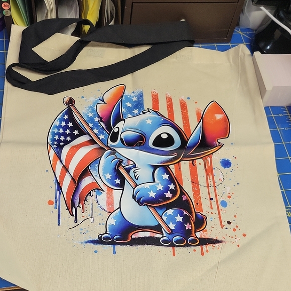 Stitch American Flag Tote Bag 14.5 x 15.5 Canvas New - Picture 1 of 3